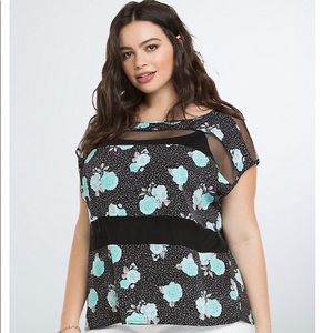 Torrid Floral Mesh Top size 3